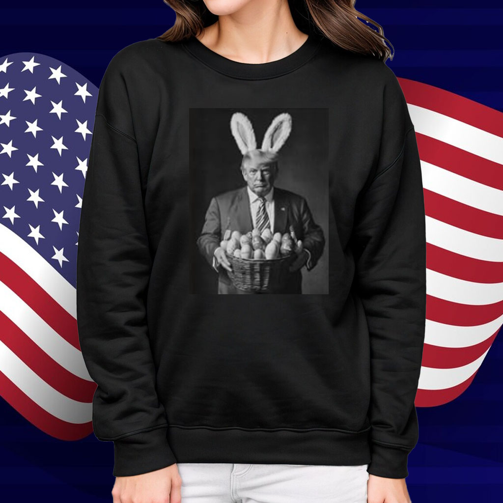 Trump In Easter Bunny Costume Easter Egg Basket T-Shirt