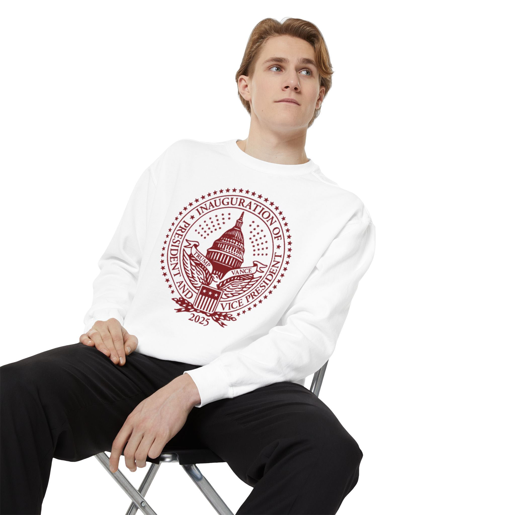 Trump Inaugural Seal White Crewneck Fleece Sweatshirt