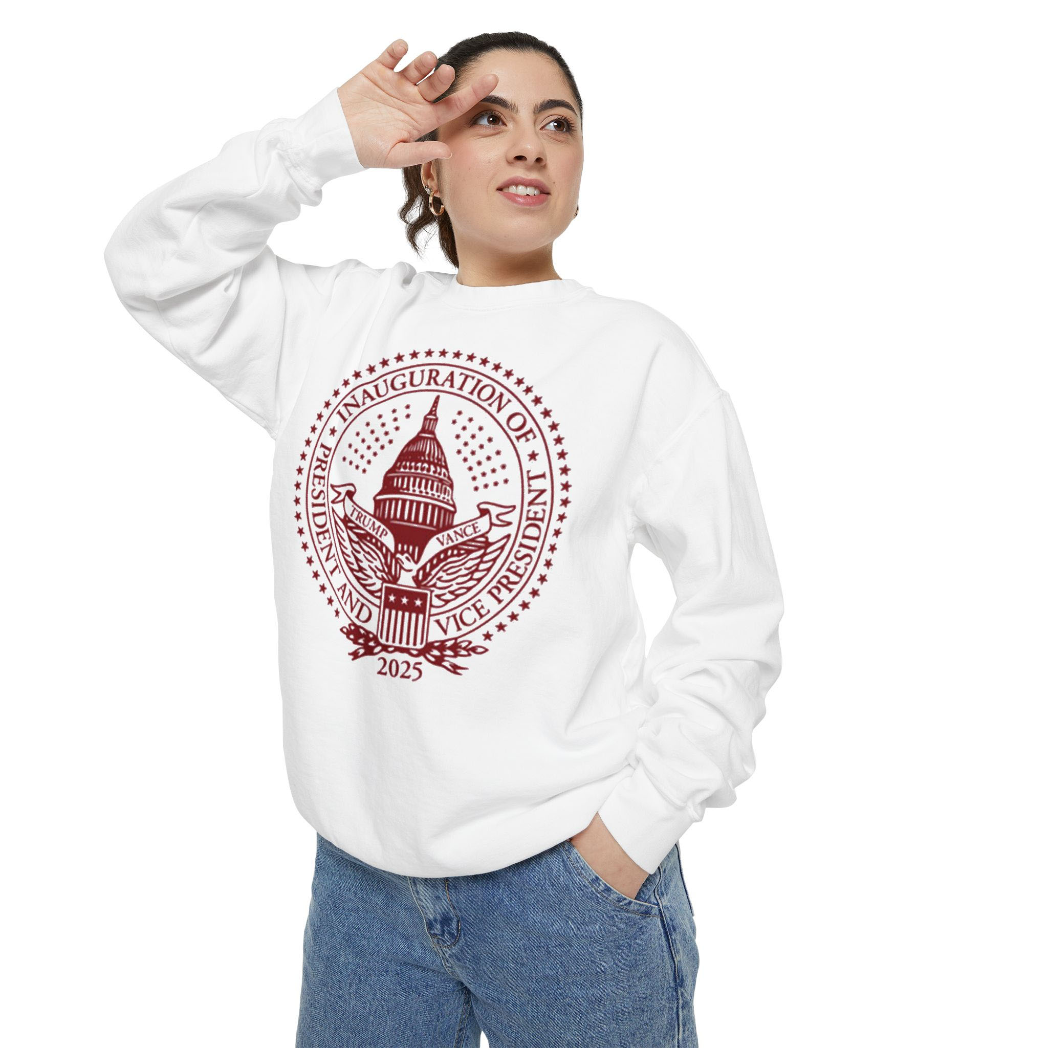 Trump Inaugural Seal White Crewneck Fleece Sweatshirt