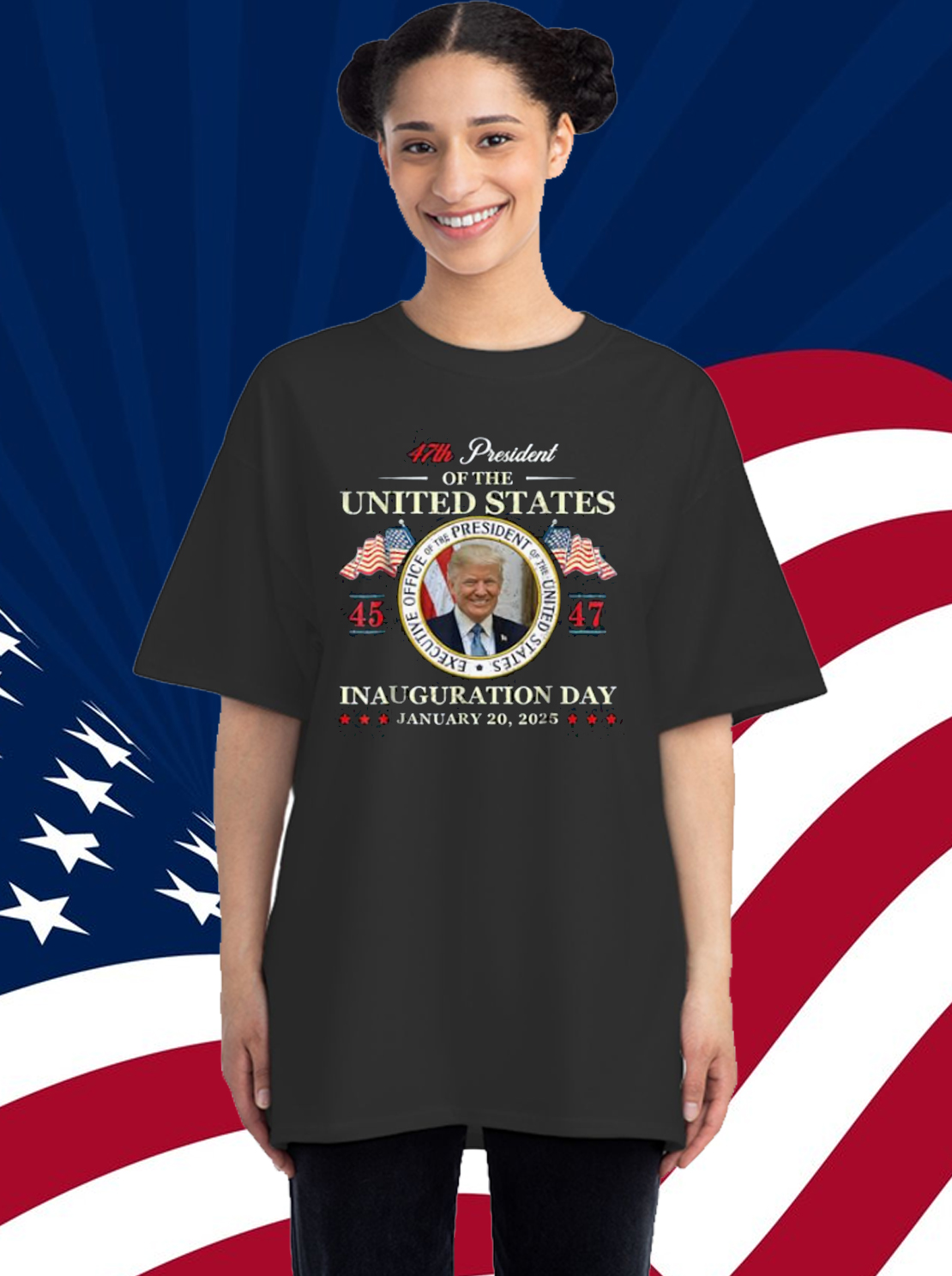 Donald Trump Inauguration Day 2025 47th President USA Flag T-Shirt
