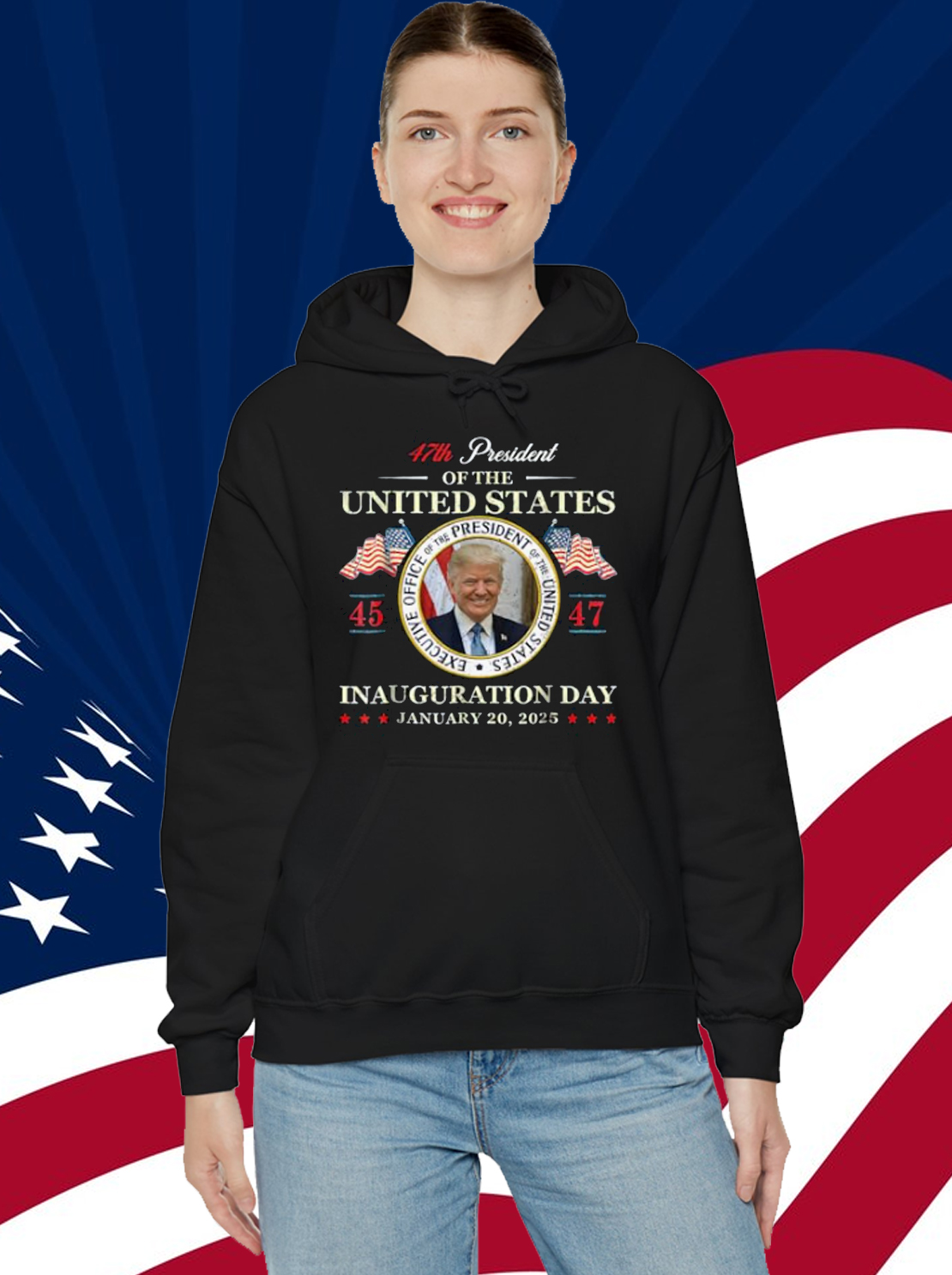 Donald Trump Inauguration Day 2025 47th President USA Flag T-Shirt