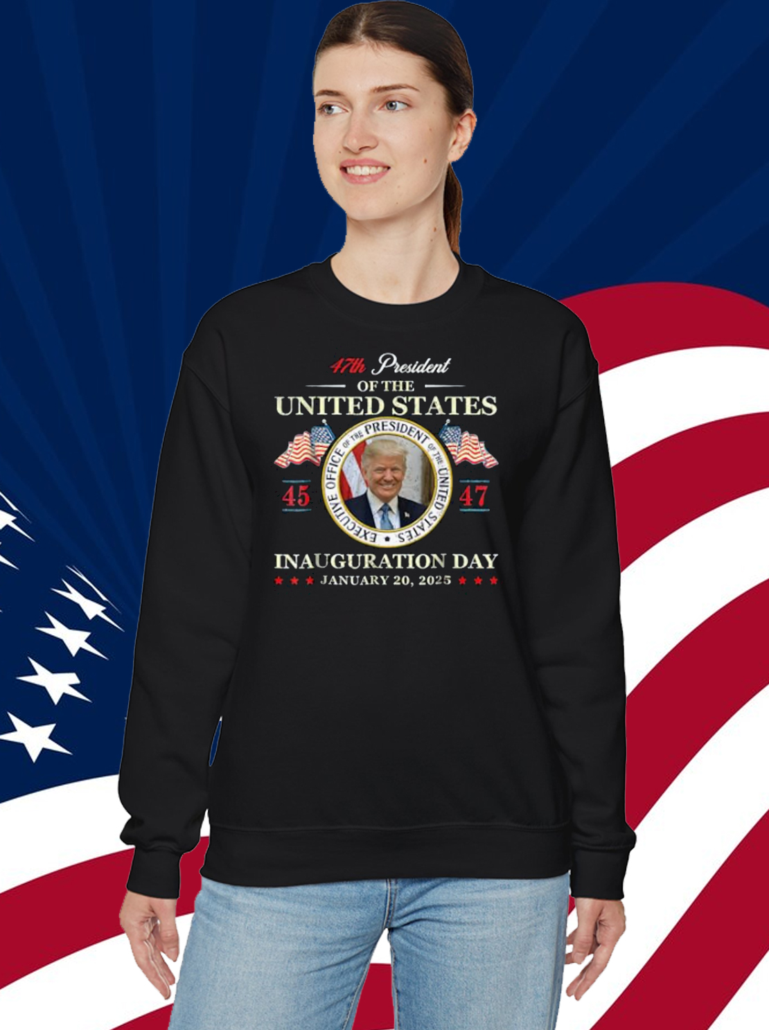 Donald Trump Inauguration Day 2025 47th President USA Flag T-Shirt