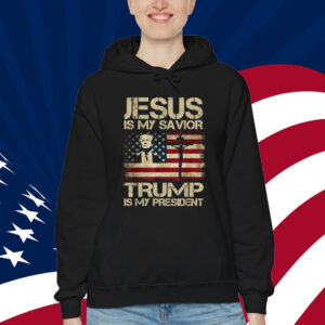 Jesus Is My Savior Trump Is My President Trump 2024 USA Flag T-Shirt