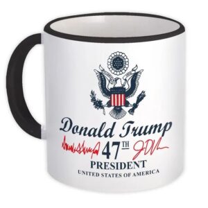 Signature Trump Mug Presidencial Seal 47Th President Black Rim Handle Coffee Mug
