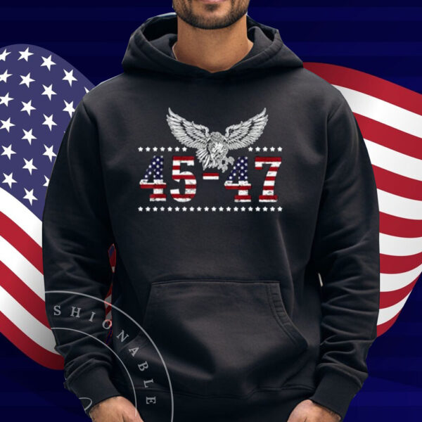Trump 2024 President 45 and 47 American Flag Trump 2024 T-Shirt