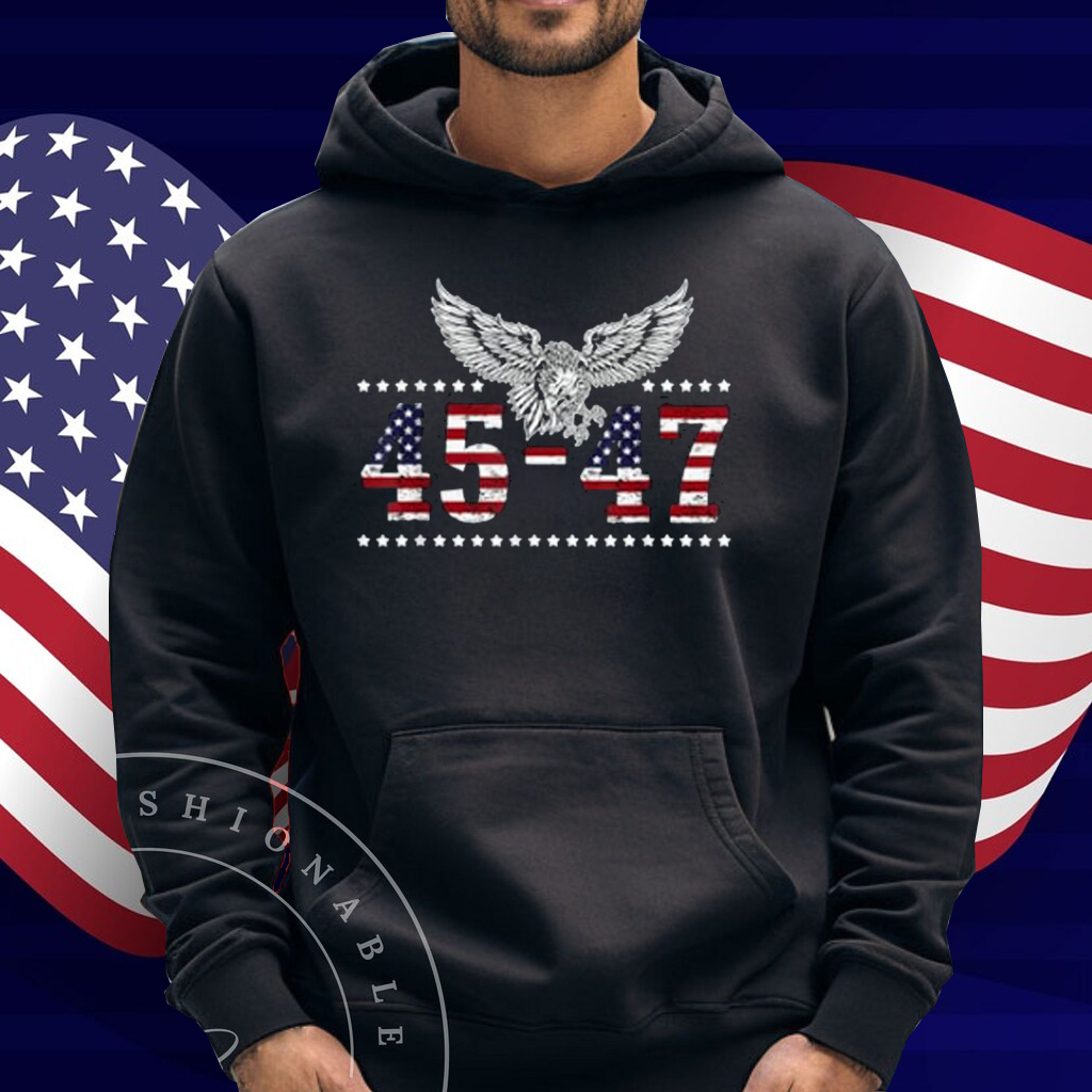 Trump 2024 President 45 and 47 American Flag Trump 2024 T-Shirt