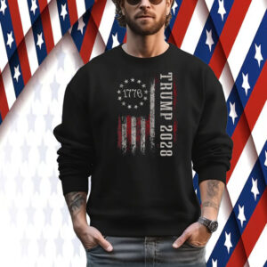 Donald Trump 2028 President American Flag Tee Shirt