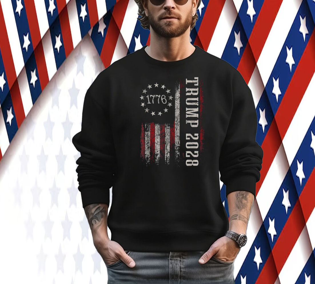 Donald Trump 2028 President American Flag Tee Shirt
