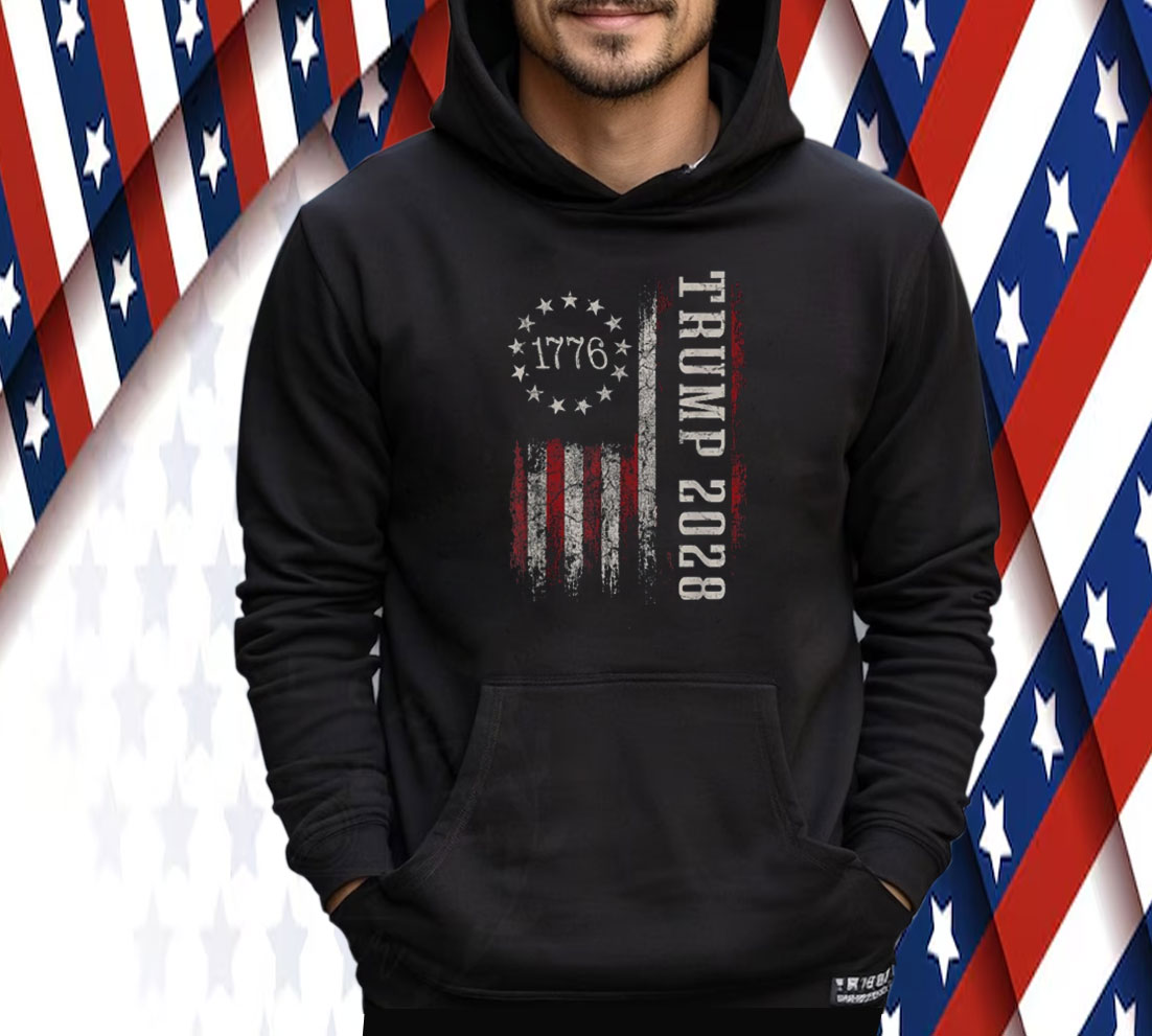 Donald Trump 2028 President American Flag Tee Shirt