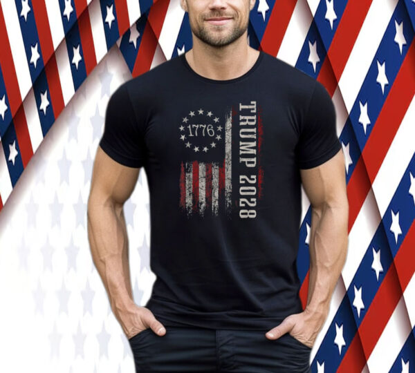 Donald Trump 2028 President American Flag Tee Shirt