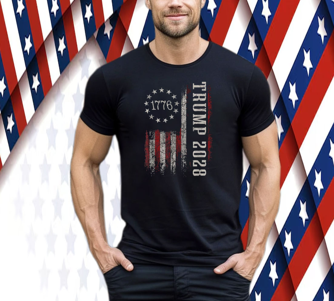 Donald Trump 2028 President American Flag Tee Shirt