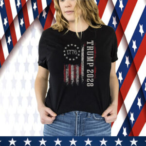 Donald Trump 2028 President American Flag Tee Shirt