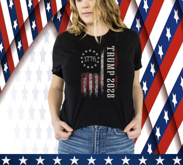 Donald Trump 2028 President American Flag Tee Shirt