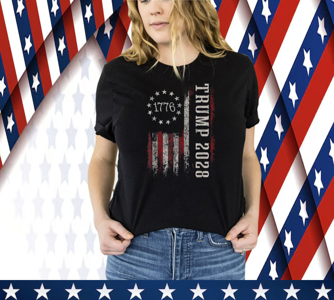 Donald Trump 2028 President American Flag Tee Shirt