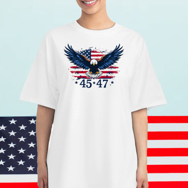 Trump 45-47 MAGA US Flag T-Shirt