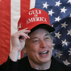 Elon Musk wears two hats including ‘Gulf of America’